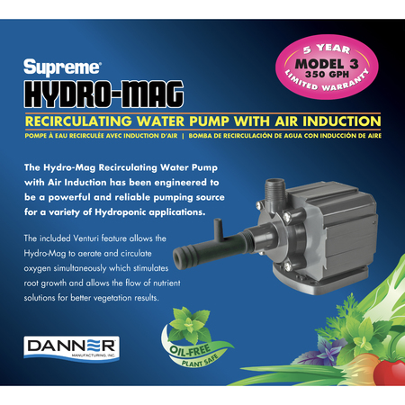 DANNER 350 GPH Hydro Pump. Foam Pre-Filter. 10' power cord. Venturi Included 40123